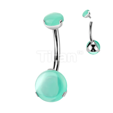 Implant Grade Titanium Internally Threaded Prong Set Natural Stone Belly Button Ring - Image 4