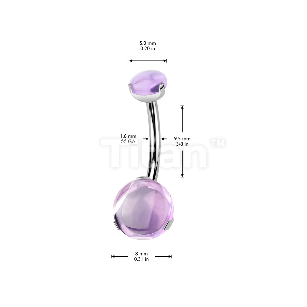 Implant Grade Titanium Internally Threaded Prong Set Natural Stone Belly Button Ring - Image 7