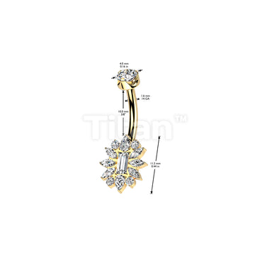 Implant Grade Titanium Internally Threaded CZ Cluster Flower With Round CZ Prong Set Top Belly Button Ring - Image 4