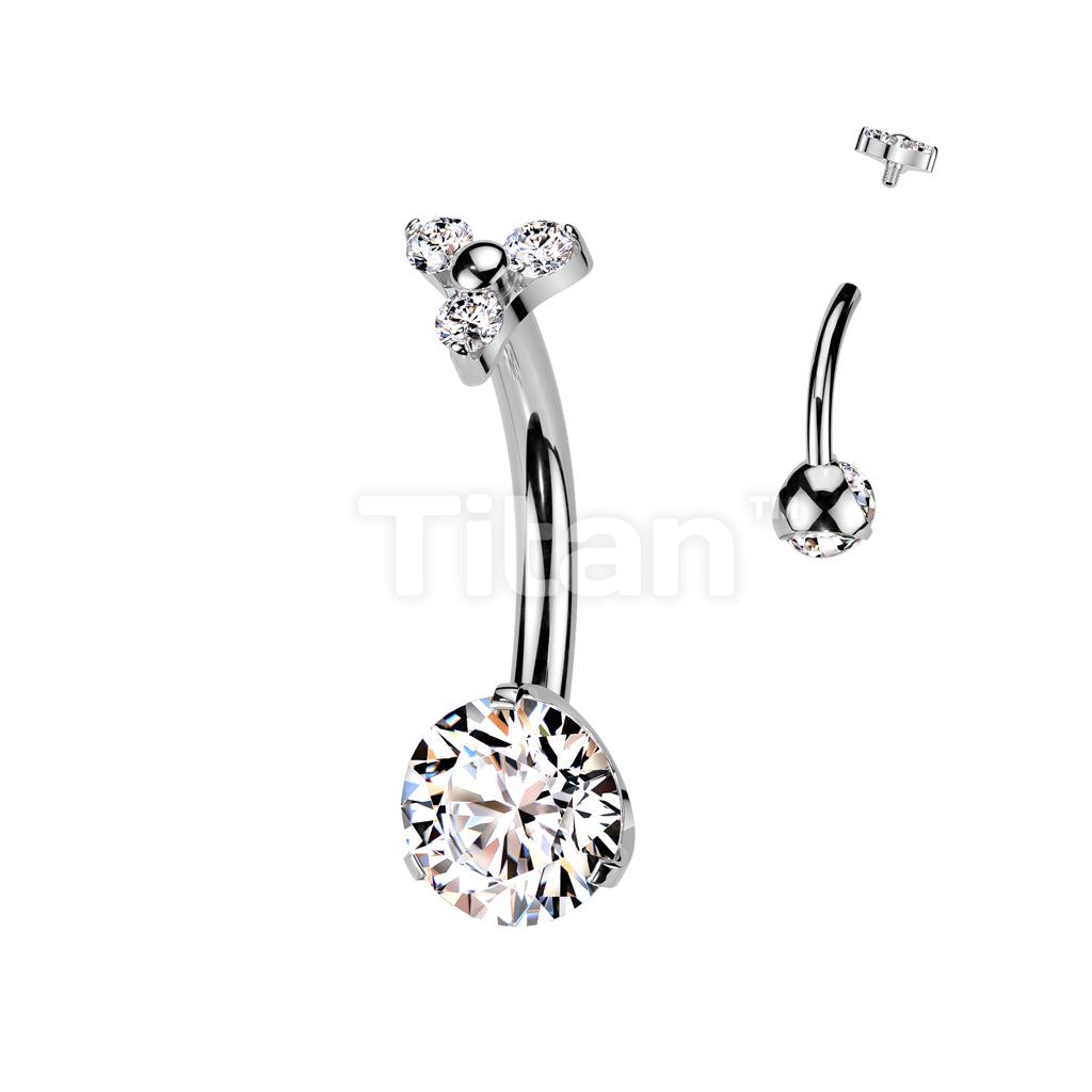 Implant Grade Titanium Internally Threaded Prong Set CZ Bottom With CZ Trinity Triangle Top - Image 2