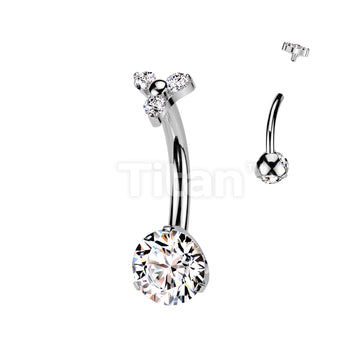 Implant Grade Titanium Internally Threaded Prong Set CZ Bottom With CZ Trinity Triangle Top - Image 2