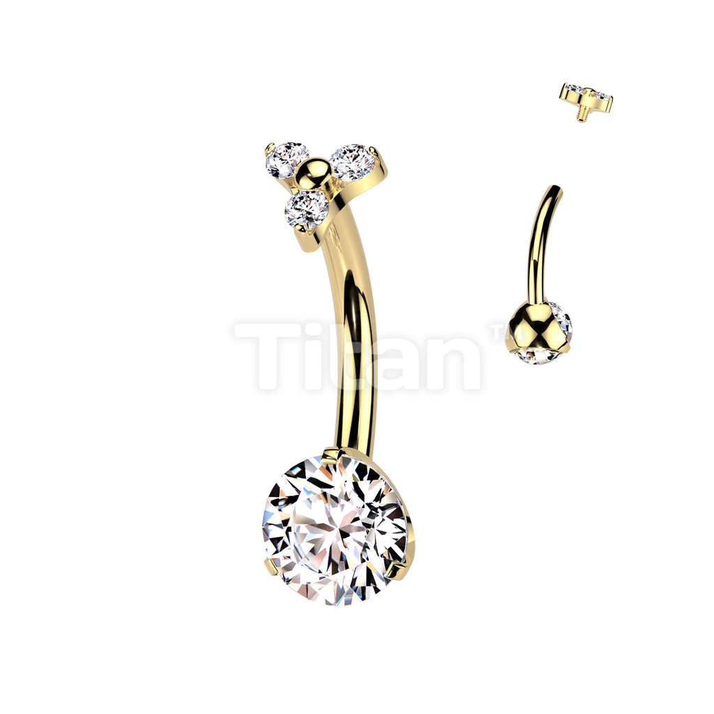 Implant Grade Titanium Internally Threaded Prong Set CZ Bottom With CZ Trinity Triangle Top - Image 3