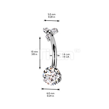 Implant Grade Titanium Internally Threaded Prong Set CZ Bottom With CZ Trinity Triangle Top - Image 4