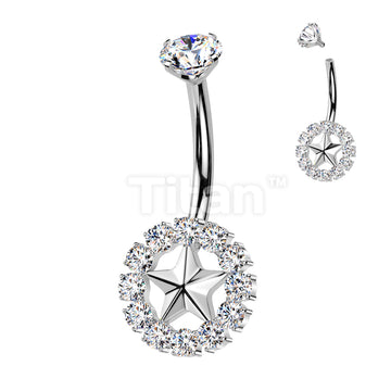 Implant Grade Titanium Internally Threaded Heart Center Belly Button Ring With CNC CZ Pave Edge - Image 2