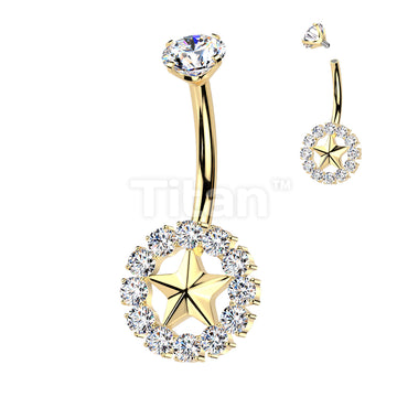 Implant Grade Titanium Internally Threaded Heart Center Belly Button Ring With CNC CZ Pave Edge - Image 3