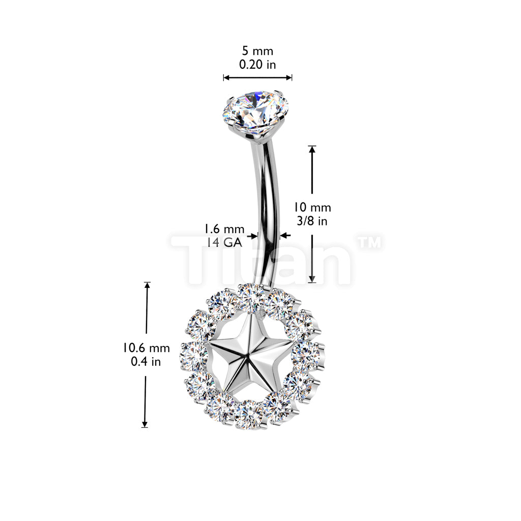 Implant Grade Titanium Internally Threaded Heart Center Belly Button Ring With CNC CZ Pave Edge - Image 4