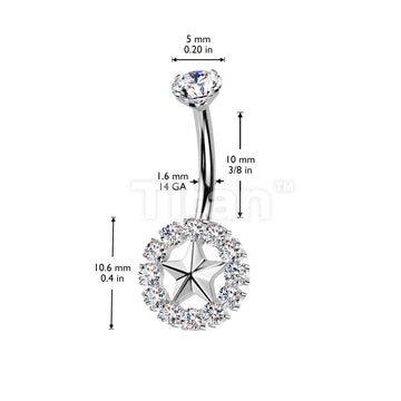 Implant Grade Titanium Internally Threaded Heart Center Belly Button Ring With CNC CZ Pave Edge - Image 4