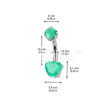 Implant Grade Titanium Internally Threaded Heart Prong Set Natural Gem Stone Belly Button Navel Ring With Semi-Bezel Set Top  - Image 12