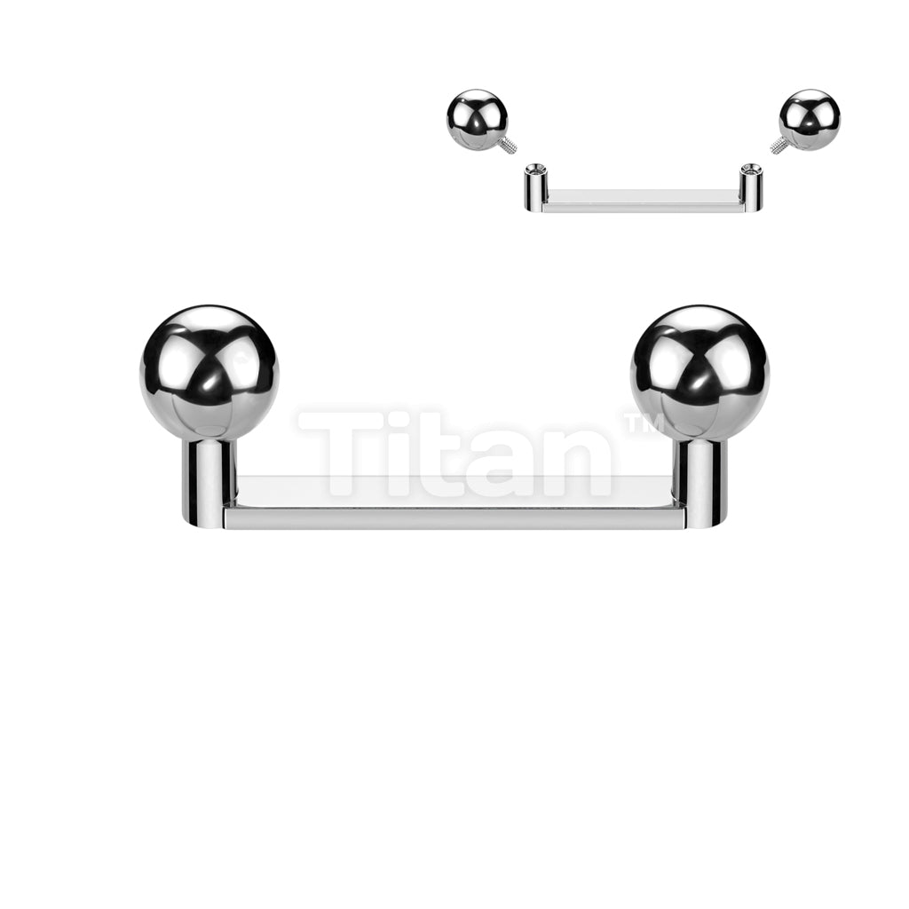 Implant Grade Titanium Internally Threaded Flat Surface Barbell With 2mm Rise and Titanium Ball Tops - Image 4