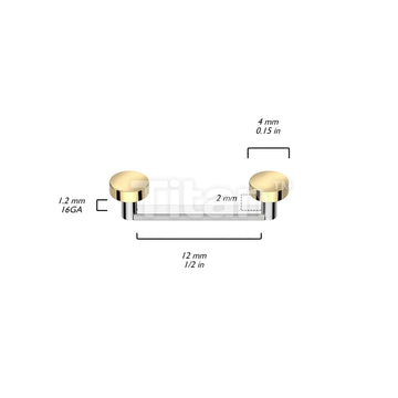 Implant Grade Titanium Internally Threaded Flat Surface Barbell With 2mm Rise and Titanium Flat Round Tops - Image 5