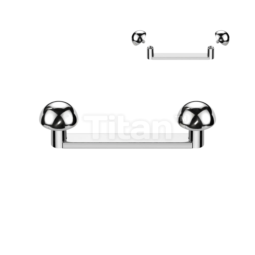 Implant Grade Titanium Internally Threaded Flat Surface Barbell With 2mm Rise and Titanium Dome Tops - Image 4