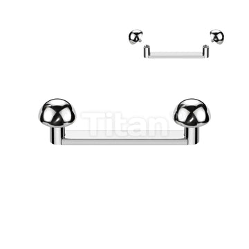 Implant Grade Titanium Internally Threaded Flat Surface Barbell With 2mm Rise and Titanium Dome Tops - Image 4