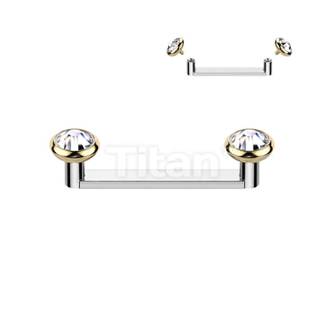 Implant Grade Titanium Internally Thread Flat Surface Barbell With 2mm Rise and Titanium Flat Bezel Set Crystal Tops - Image 4