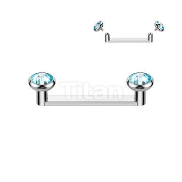 Implant Grade Titanium Internally Thread Flat Surface Barbell With 2mm Rise and Titanium Flat Bezel Set Crystal Tops - Image 6