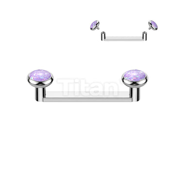 Implant Grade Titanium Internally Thread Flat Surface Barbell With 2mm Rise and Titanium Flat Bezel Set Opal Tops - Image 4