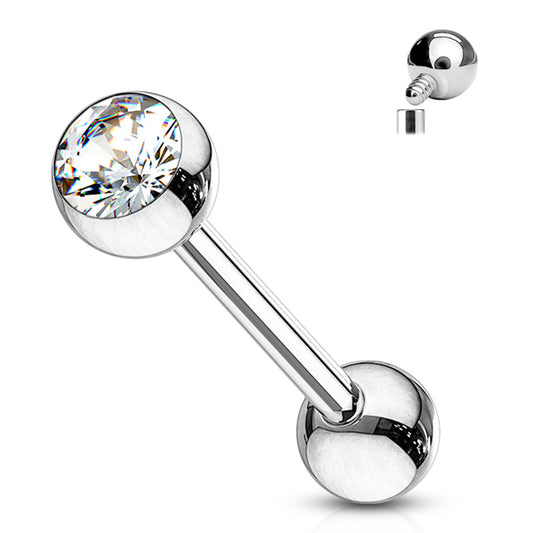Implant Grade Titanium Internally Threaded Barbell With Jeweled Ball