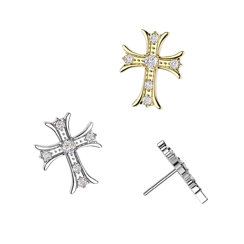 Titanium Threadless Push In CZ Celtic Cross Top