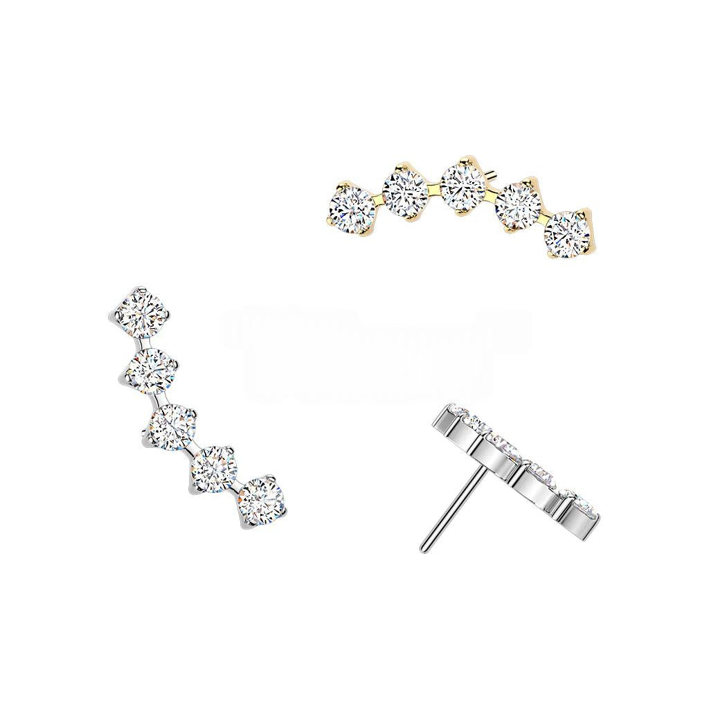 Titanium Threadless Push In Curved Prong Set Moissanite Top