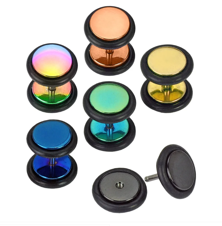 Titanium Anodized over 316L surgical Steel Fake Plugs Mix