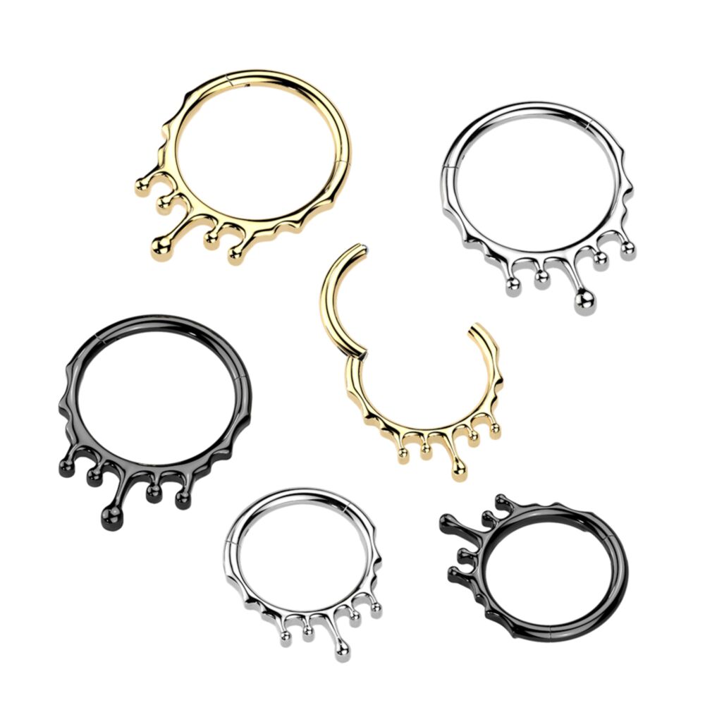 Titanium Hinged Blood Dripping Segment Hoop Ring