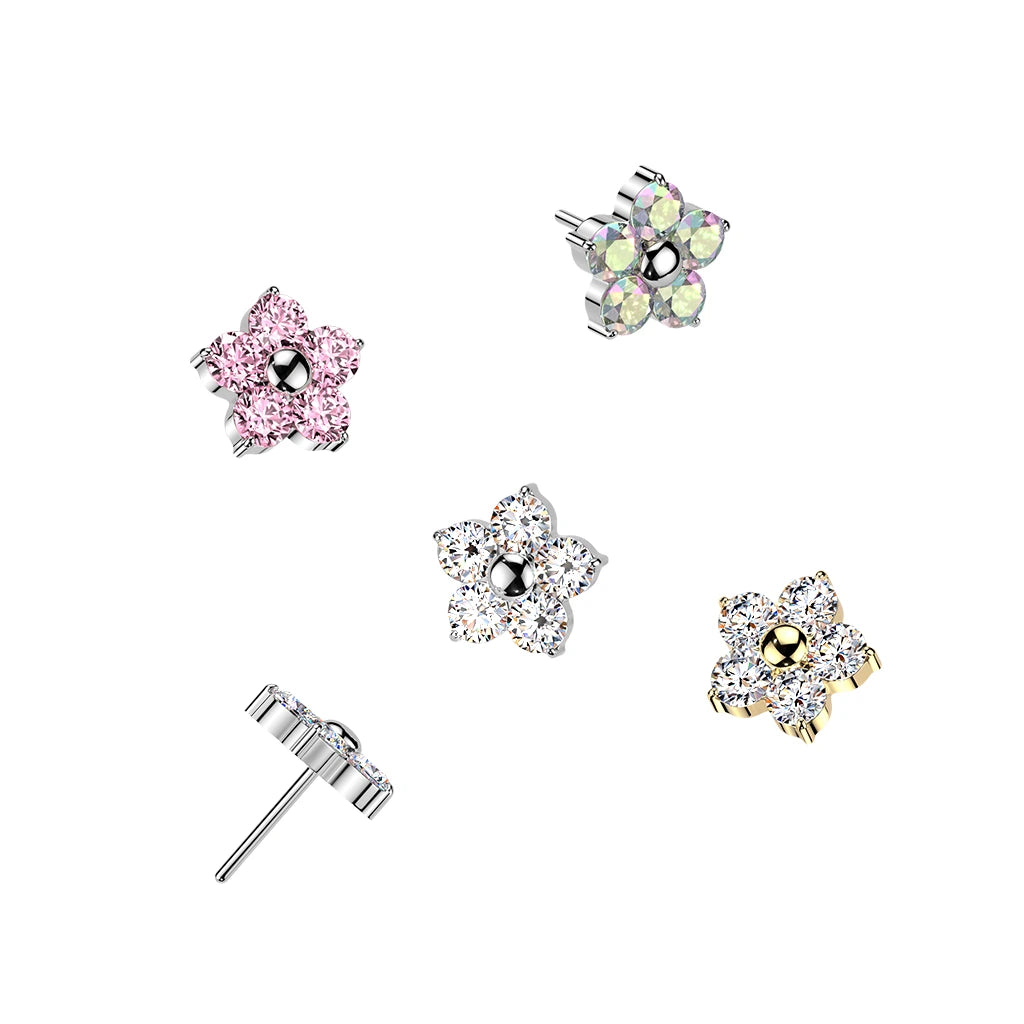 Titanium Internally Threaded 5 CZ Flower Top