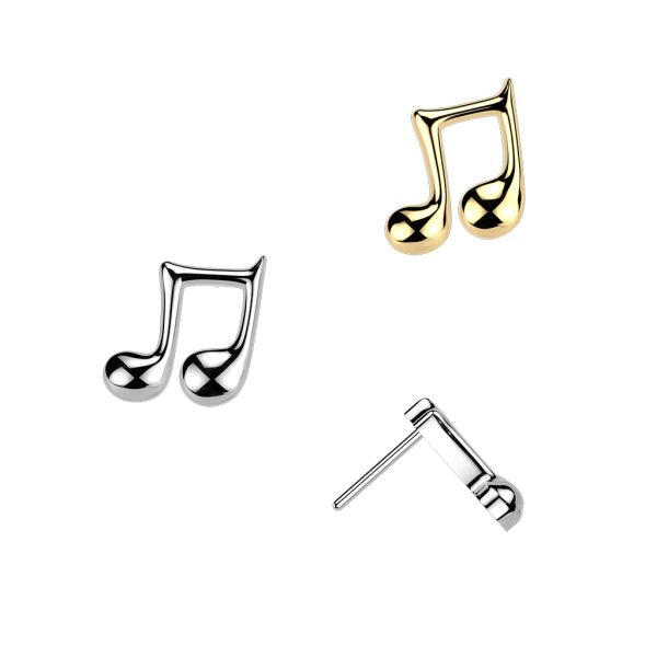 Titanium Threadless Push In Music Note Top