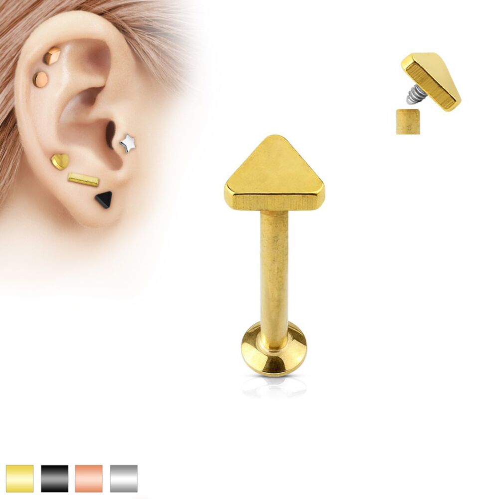 Triangle Top Internally Threaded 316L Surgical Steel Labret, Monroe,...