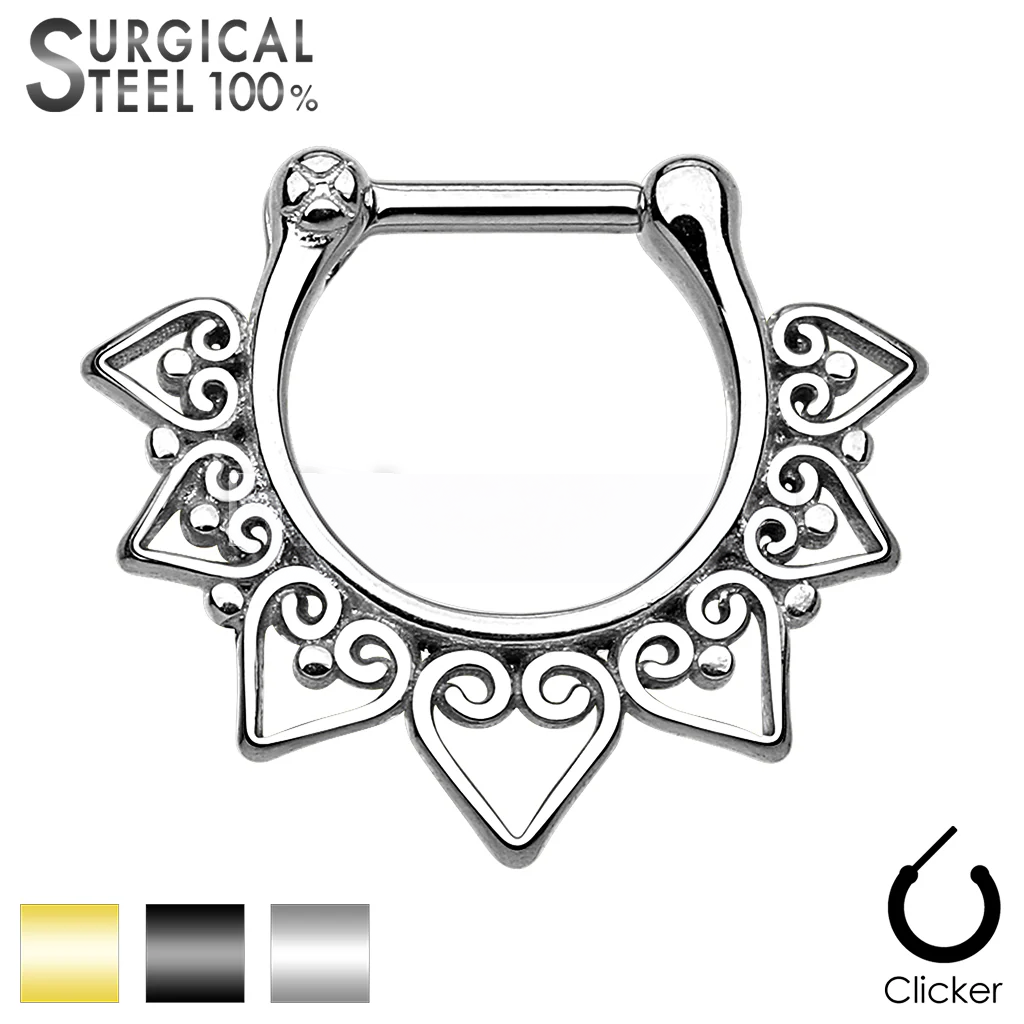 Tribal Fan All 316L Surgical Steel Septum Clicker