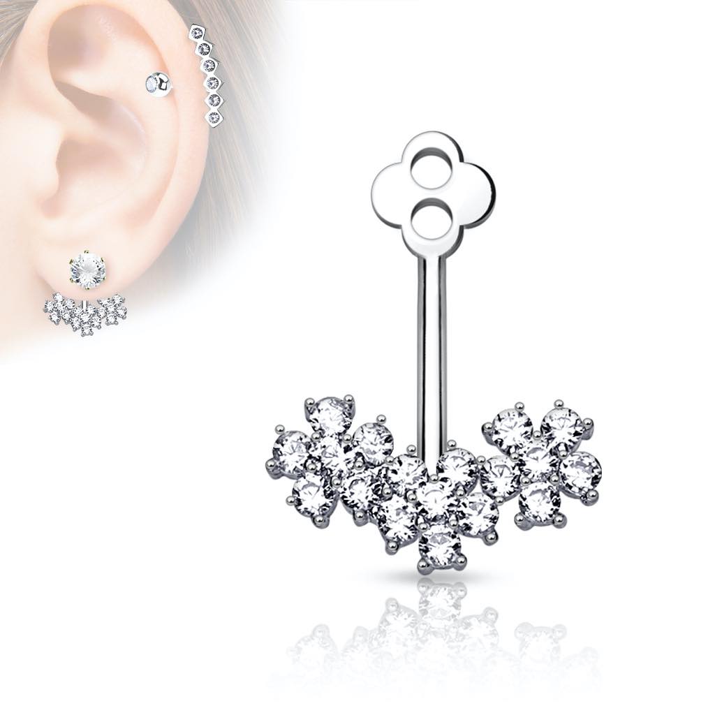 Triple CZ Flower Add On Earring/Cartialge barbell Jacket