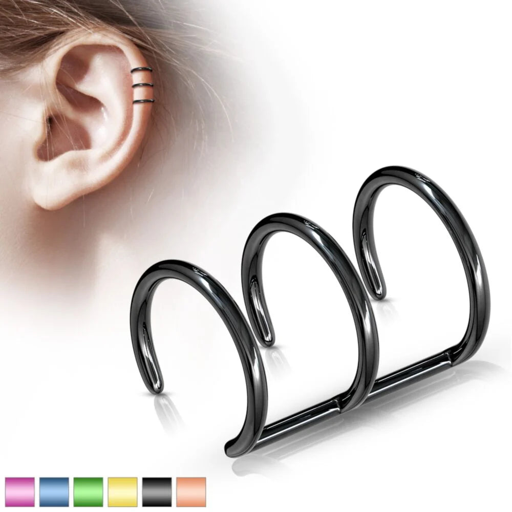 Triple Closure Ring Titanium IP Over 316L Surgical Steel Fake...