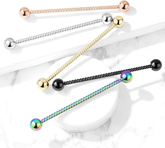 Twisted Rope 316L Surgical Steel Industrial Barbell