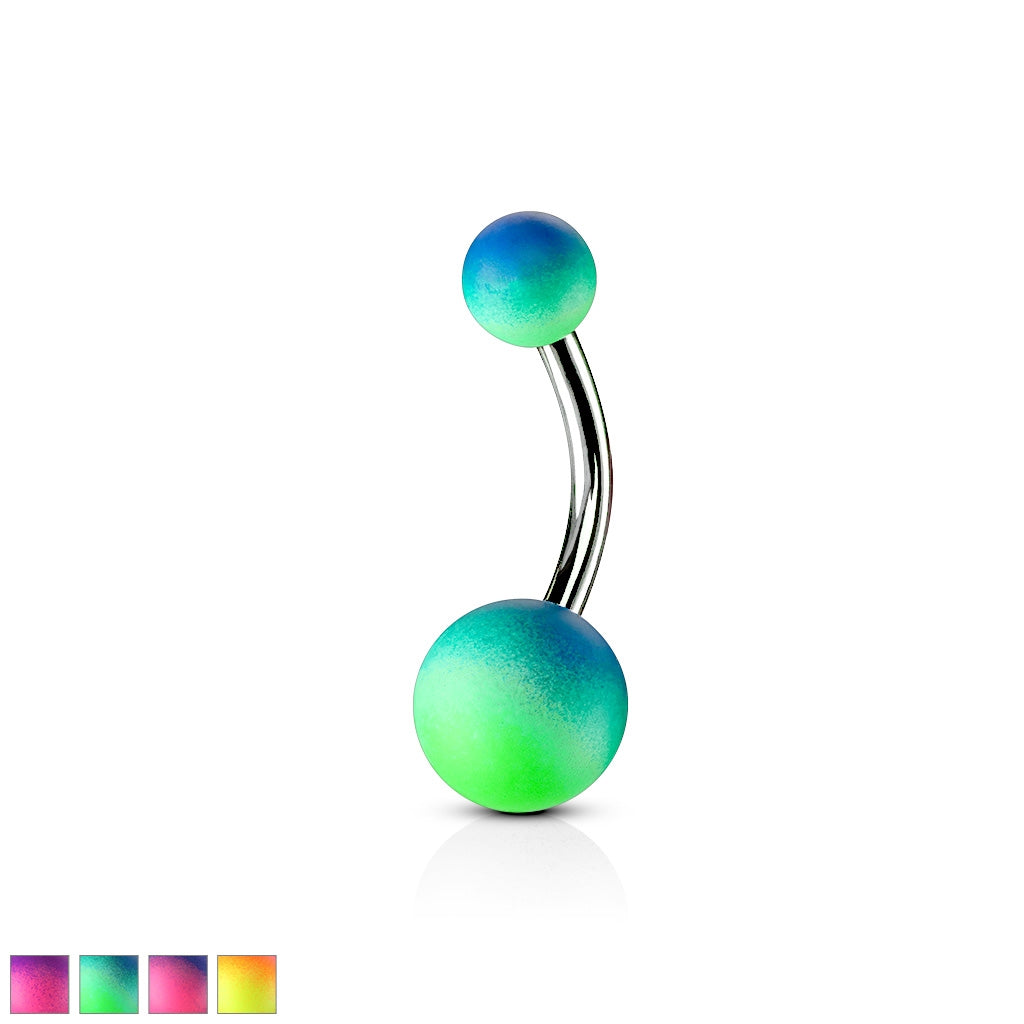 Two Tone Rubber Coating Over 316L Surgical Steel Belly Rings