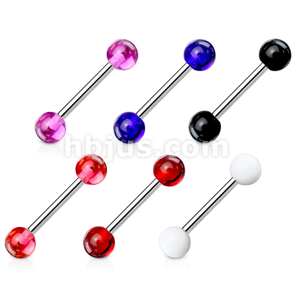 6 Pcs Value Pack of Assorted Color 316L Surgical Steel Barbells with Acrylic Balls - Image 2