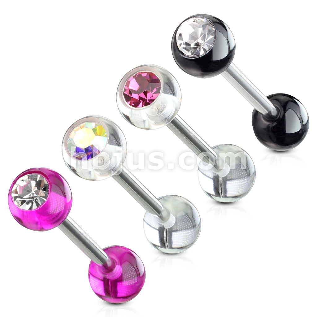 4 Pcs Value Pack of Assorted Color Barbells with Acrylic Gem Ball  - Image 2
