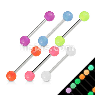 6 Pcs Value Pack of Assorted Color 316L Surgical Steel Barbells with Glow In The Dark Balls - Image 2