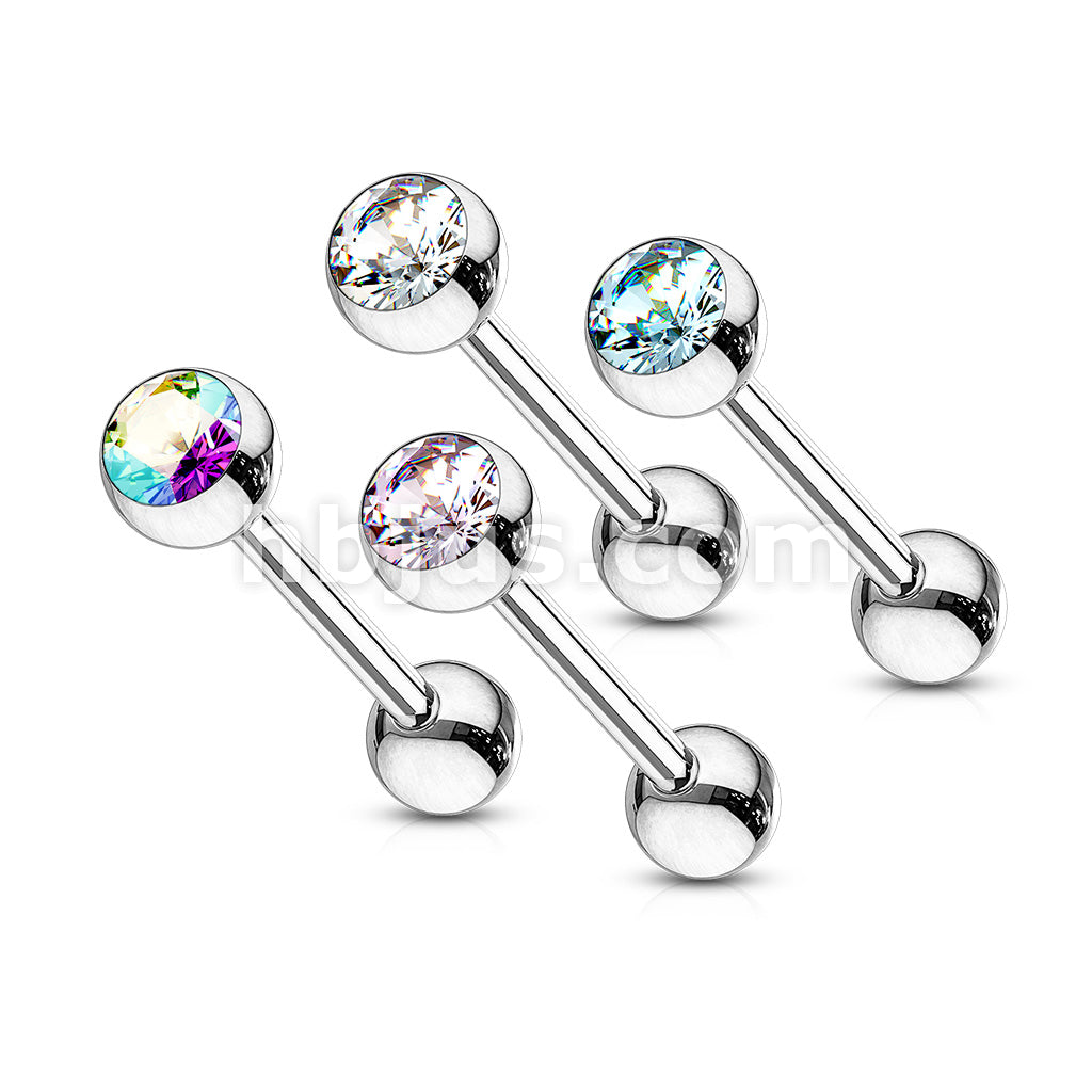 4 Pcs Value Pack of Assorted 316L Surgical Steel Barbell with Gem Ball - Image 2
