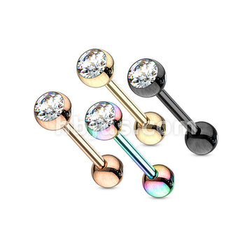 4 Pcs Value Pack Crystal Set Ball Top IP Colored Over 316L Surgical Steel Barbells - Image 2