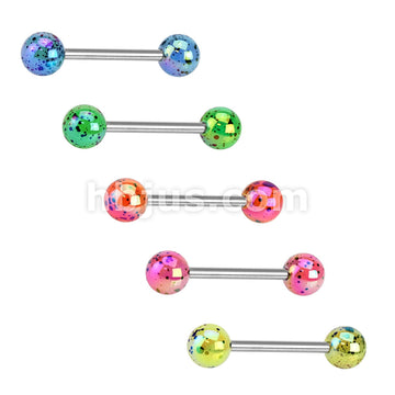 5 Pcs Value Pack Metalic Splatter Coated Acrylic Balls 316L Surgical Steel Barbells - Image 2