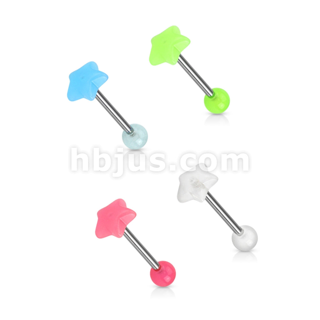 4 Pcs Value Pack Glow in the Dark Star Top 316L Surgical Steel Barbells - Image 2