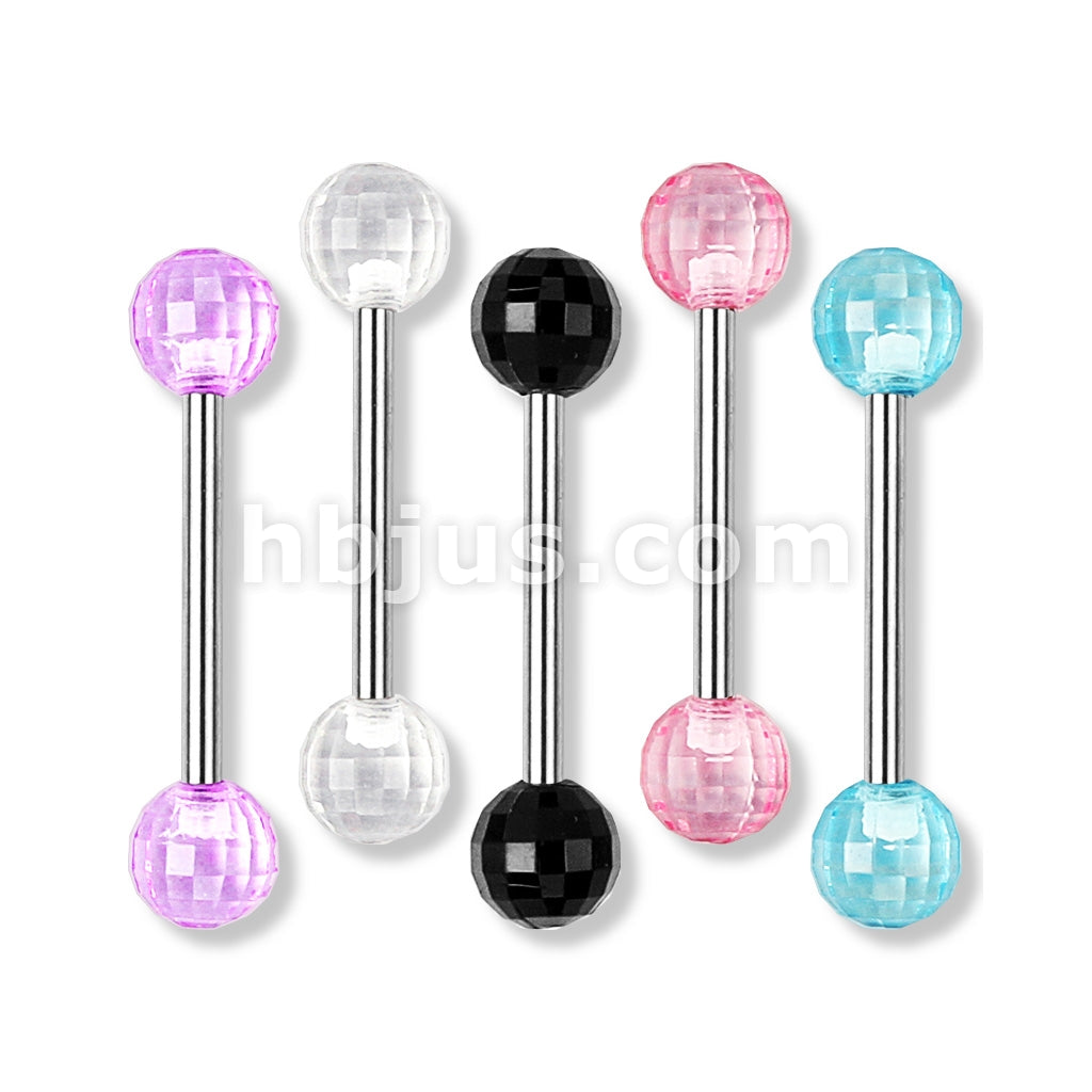 5 Pcs Value Pack Acrylic Disco Ball Barbell 316L Surgical Steel Barbells - Image 2
