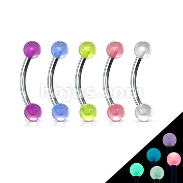 5 Pcs Value Pack Acrylic Glow in the Dark Balls 316L Surgical Stainless Steel Eyebrow Ring - Image 2