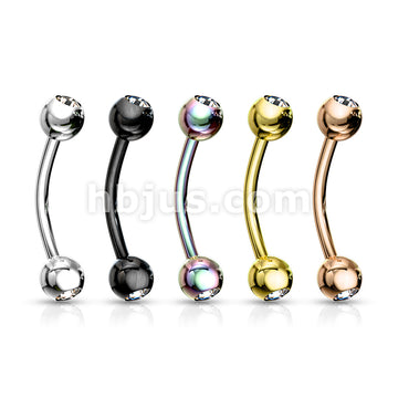 5 Pcs Value Pack Press Fit Gemmed Balls Titanium IP Over 316L Surgical Steel Eyebrow Curve Ring - Image 2