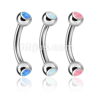 3 Pcs Value Pack Opal Set Balls On Both Sides 316L Surgical Steel Eyebrow Curve Ring - Image 2