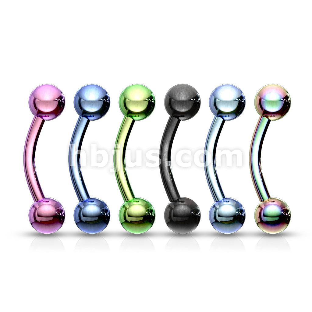 6 Pcs Value Pack Titanium IP Over 316L Surgical Steel Eyebrow Curve Ring - Image 2