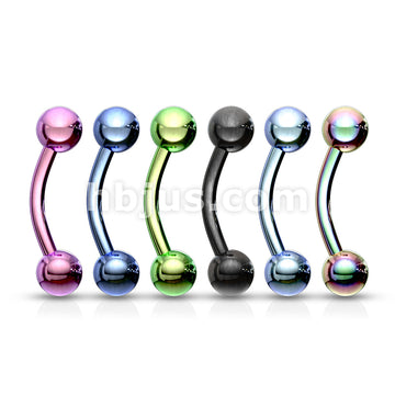 6 Pcs Value Pack Titanium IP Over 316L Surgical Steel Eyebrow Curve Ring - Image 2