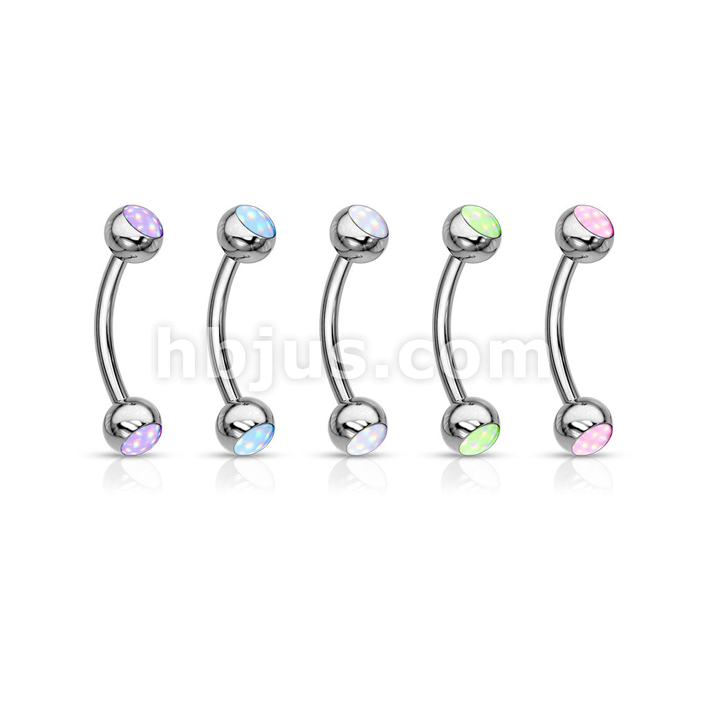 5 Pcs Value Pack Illuminating Stone Set 316L Surgical Steel Curved Barbells, Eyebrow Rings - Image 2