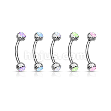 5 Pcs Value Pack Illuminating Stone Set 316L Surgical Steel Curved Barbells, Eyebrow Rings - Image 2