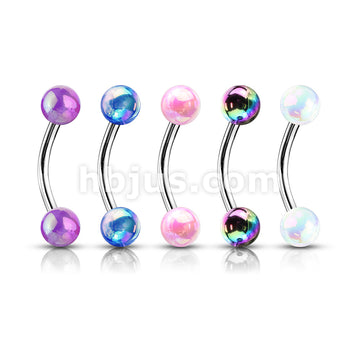 5 Pcs Value Pack Metallic AB Coating Balls 316L Surgical Steel Curved Barbells, Eyebrow Rings - Image 2