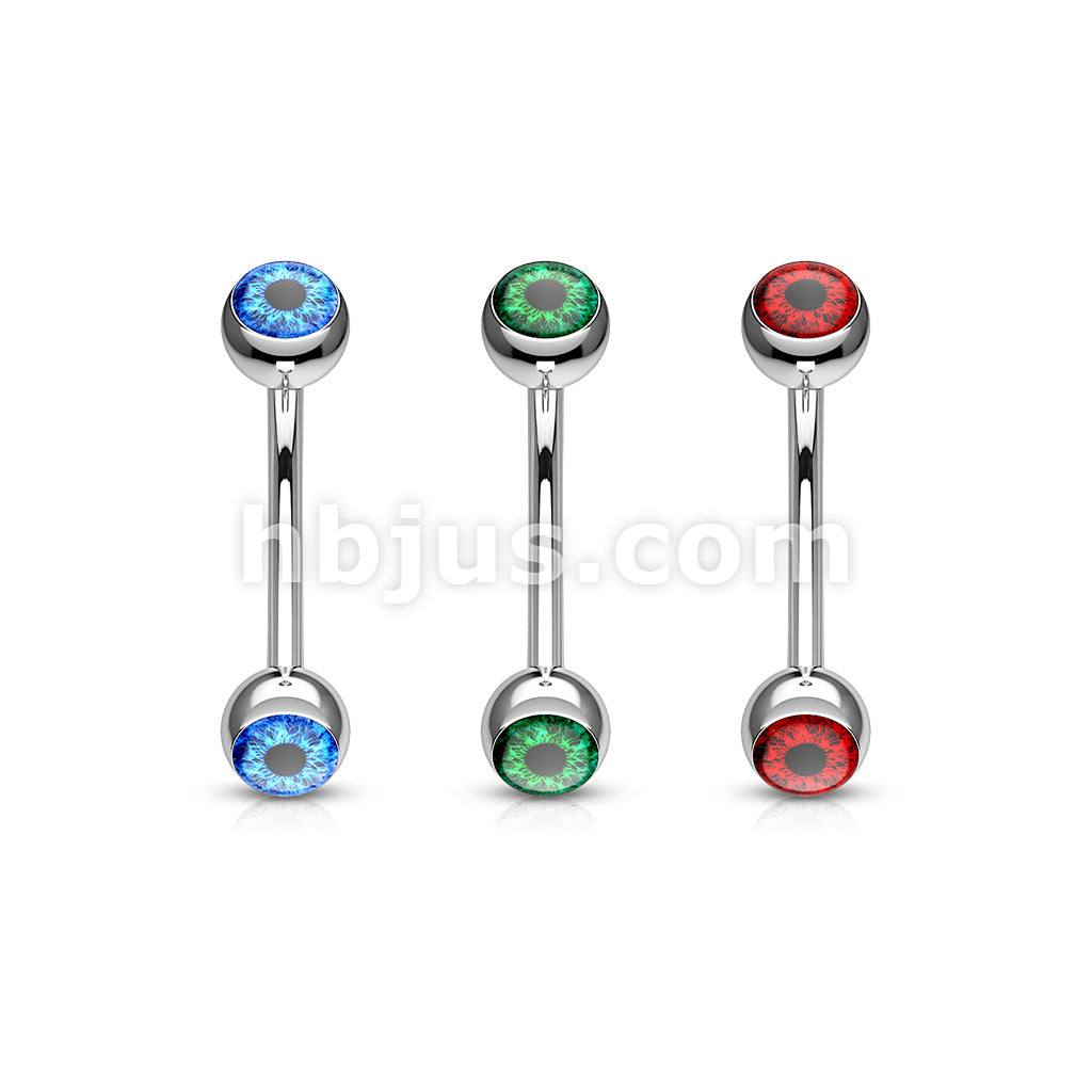 3 Pcs Value Pack Eyeball Inlaid 316L Surgical Steel Curved Barbells, Eyebrow Rings - Image 2
