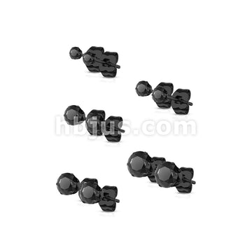 5 Pairs of Assorted Sizes Prong Set Round CZ Stainless Steel Stud Earrings Pack - Image 4